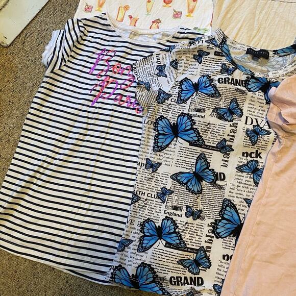 Girls Teen Tees Everyday Shirt Summer Clothes Sz S/M/XL Butterflies Print Lotof6 - Picture 6 of 9
